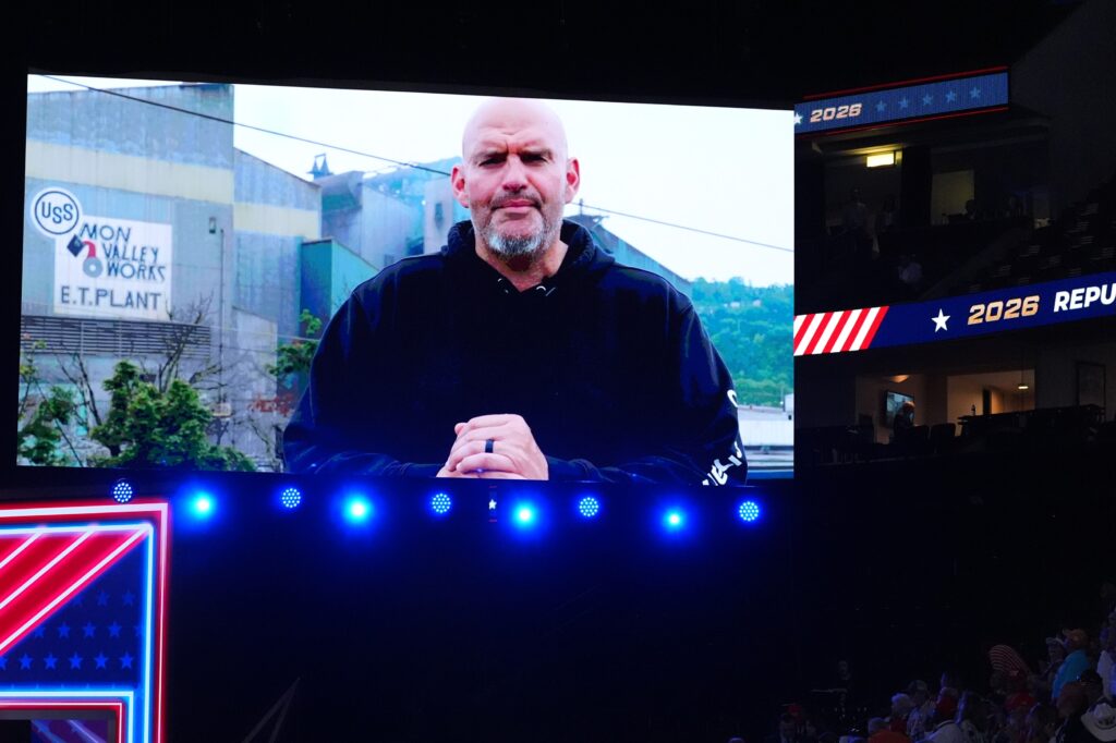 John Fetterman on a screen