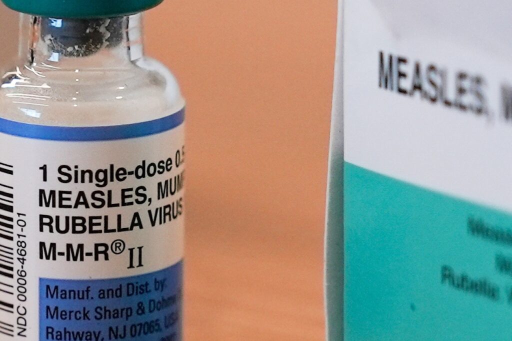 measles-vaccine-file-ap-2025-02-26 A vial of the measles, mumps and rubella vaccine