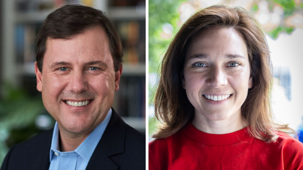 Side-by-side photos of U.S. Rep. Tom Kean Jr., of New Jersey's 7th Congressional District, and Democratic challenger Rebecca Bennett