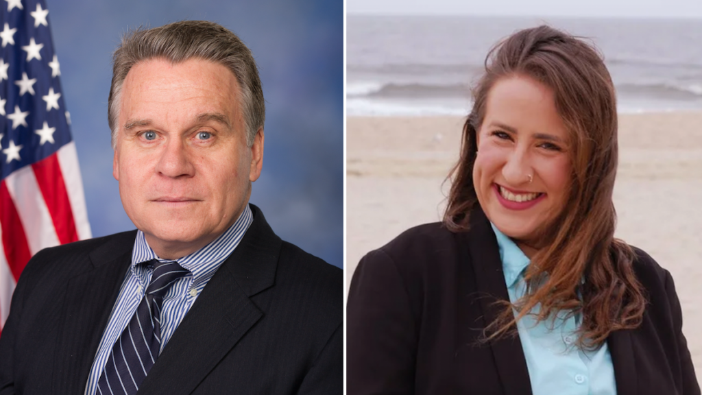 new-jersey-election-fourth-congressional-district-chris-smith-rachel-peace Side-by-side headshots of U.S. Rep. Chris Smith, of New Jersey's 4th Congressional District, and Democratic challenger Rachel Peace