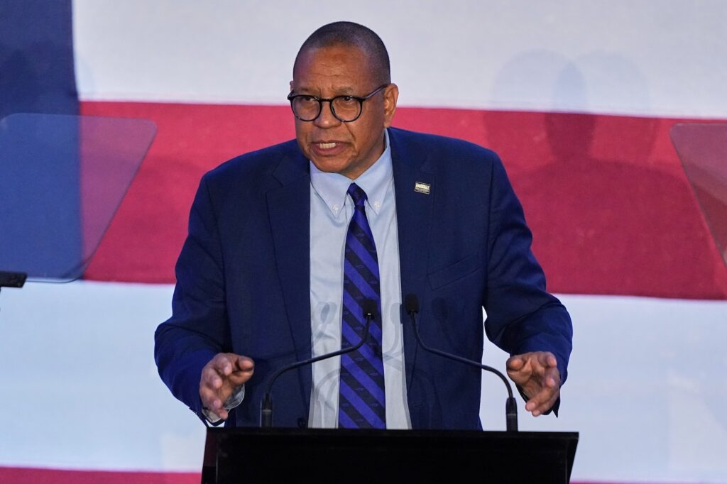 NJ Lieutenant Gov Misconduct Then Lt. Governor-elect Dale Caldwell speaks during an election night party in East Brunswick, N.J., Nov. 4, 2025.