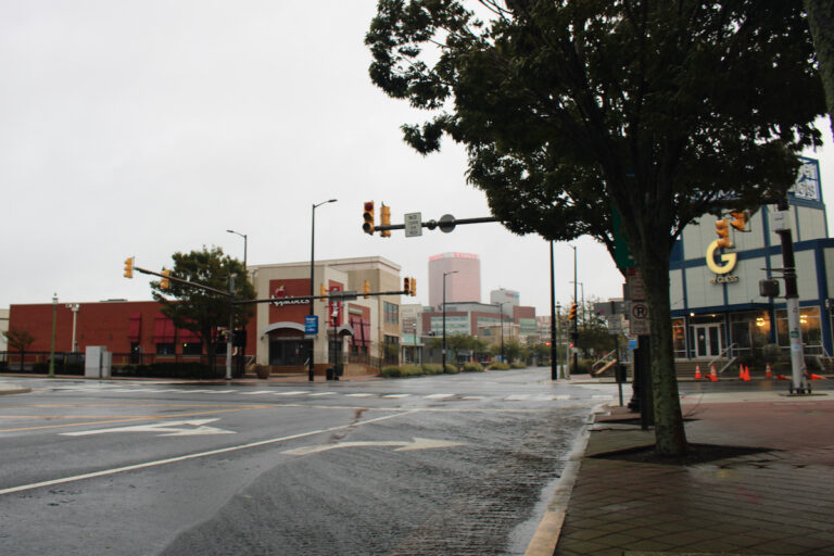 Roadways are partially flooded in Atlantic City, New Jersey