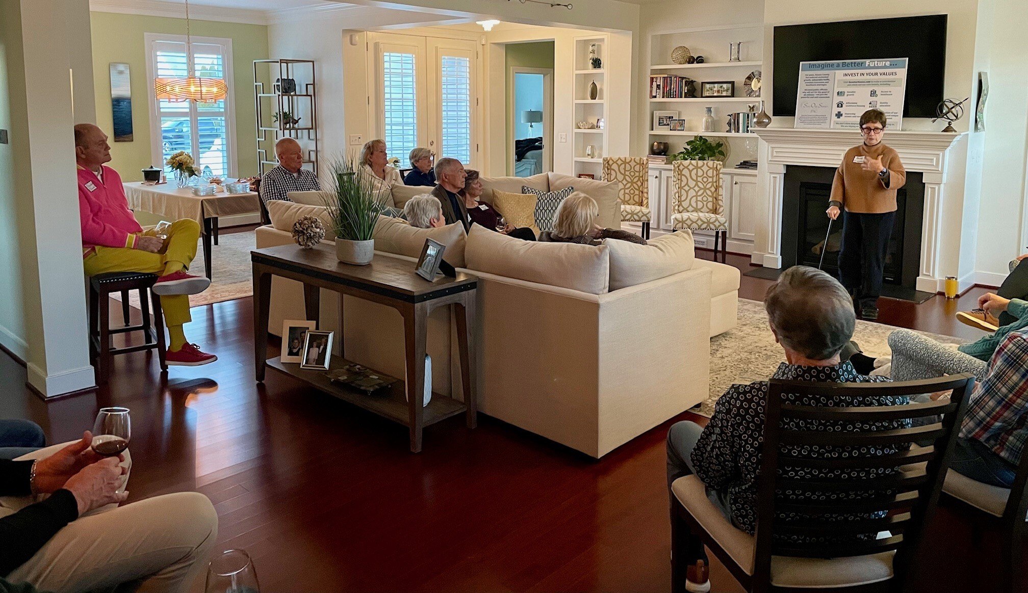 Jane Gruenebaum speaks at a Save Our Sussex PAC event