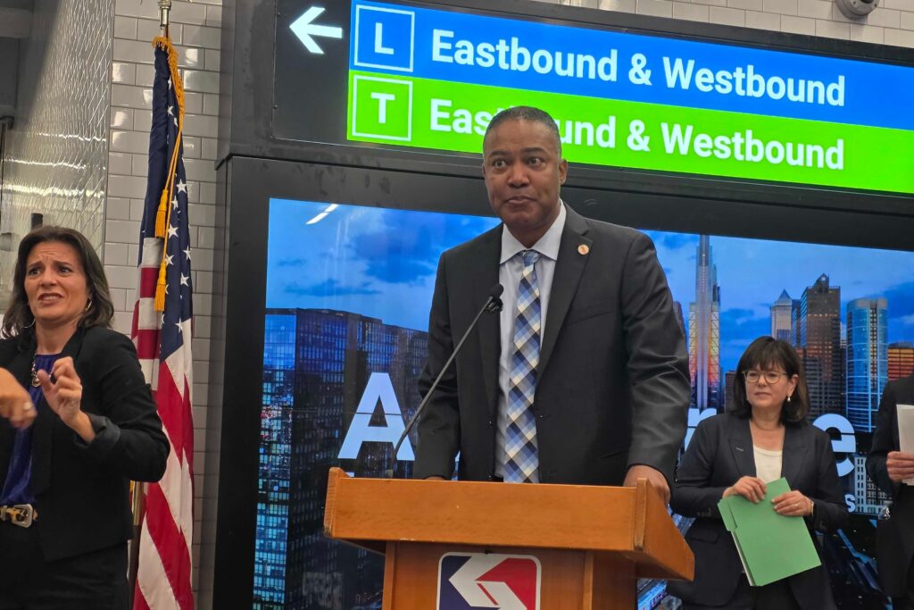 septa-ken-lawrence-2026-09-22-tm Ken Lawrence speaks at a podium
