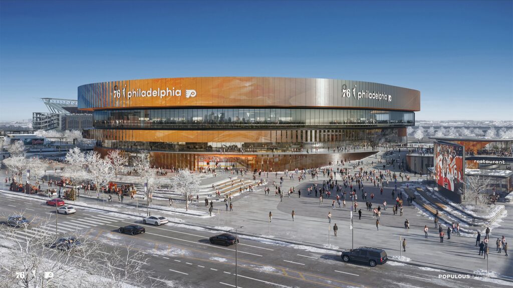 south-philadelphia-arena-rendering-090826-02 A rendering shows the design of the proposed new 76ers and Flyers arena in the South Philadelphia sports complex