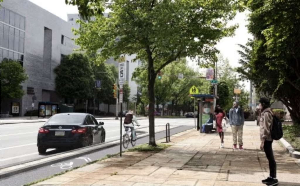 spring-garden-connector-project-bp The Spring Garden Connector planned design with parking protected bike lanes