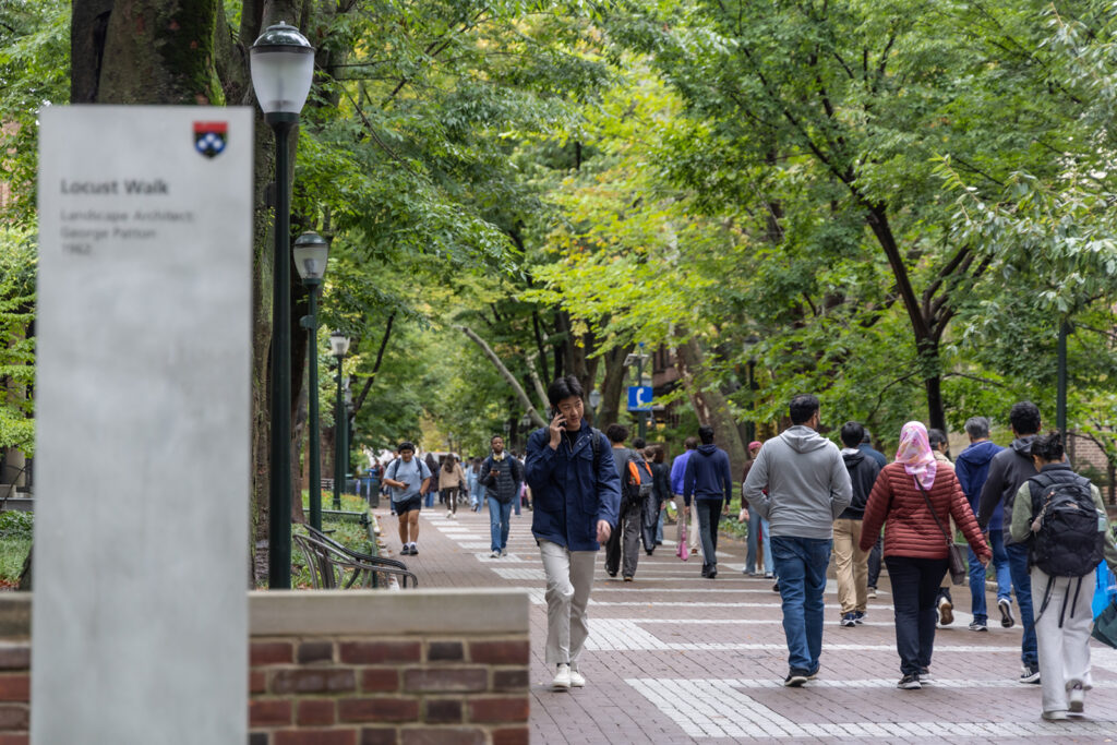 Students walk on the campus of the University of Pennsylvania