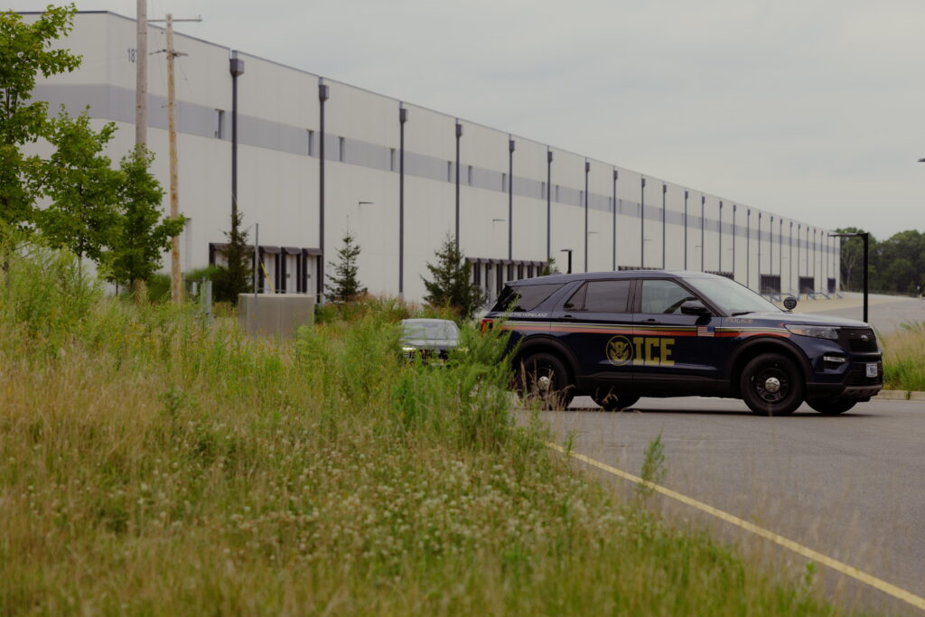 The Roxbury warehouse is located in a wooded area.