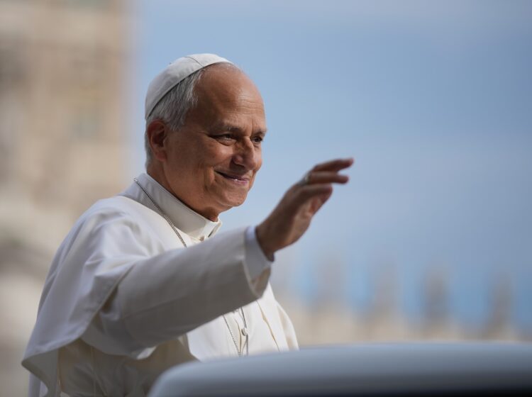 Vatican Pope Pope Leo XIV arrives for his weekly general audience in St. Peter's Square, at the Vatican, Wednesday, Oct. 7, 2026. (AP Photo/Andrew Medichini)