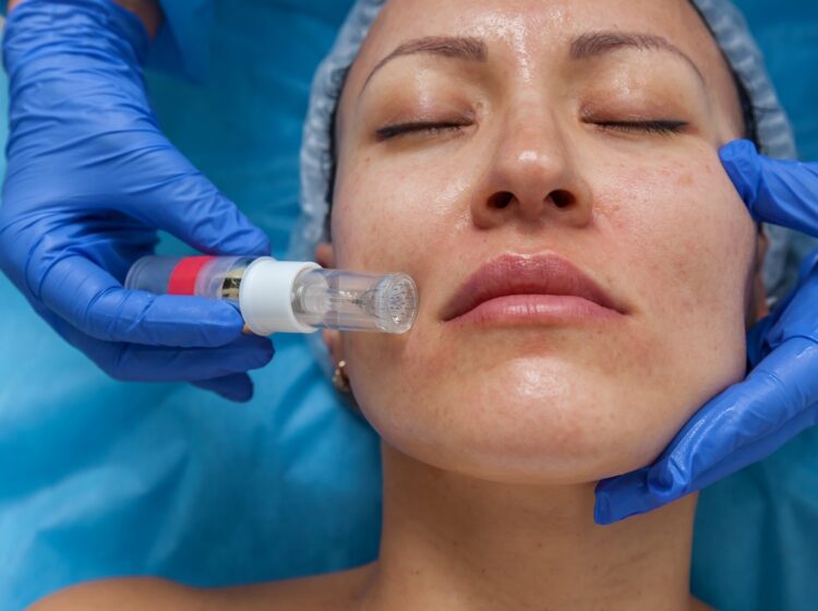 A woman receives injections of a placental-peptide serum.