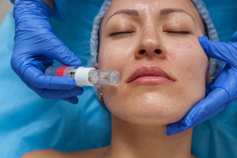 A woman receives injections of a placental-peptide serum.