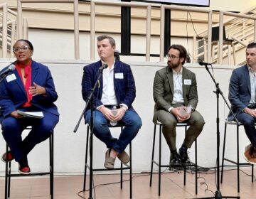 The panelists at the Center City District's housing discussion were, from left, Angela Brooks, Philadelphia's chief housing and urban development officer