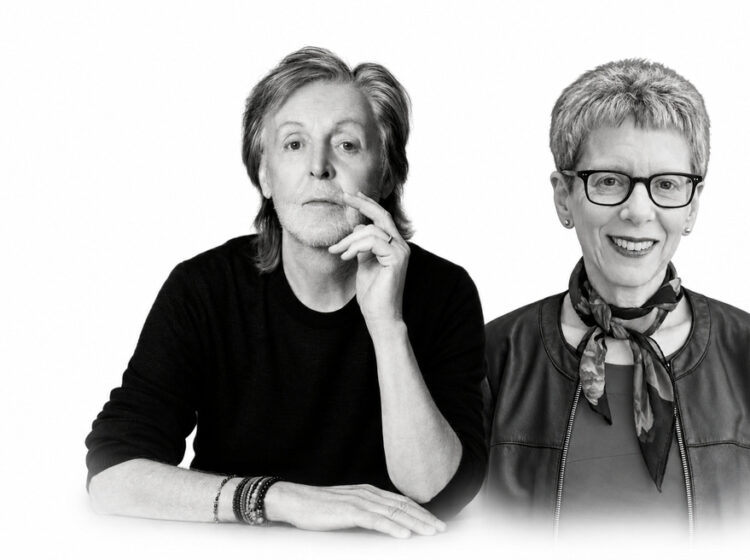 Paul McCartney and Terry Gross in a graphic promoting an event