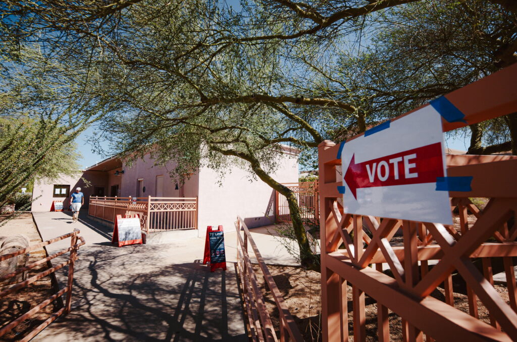 A voting center is seen in Scottsdale, Ariz., on Oct. 7, the first day of early voting.