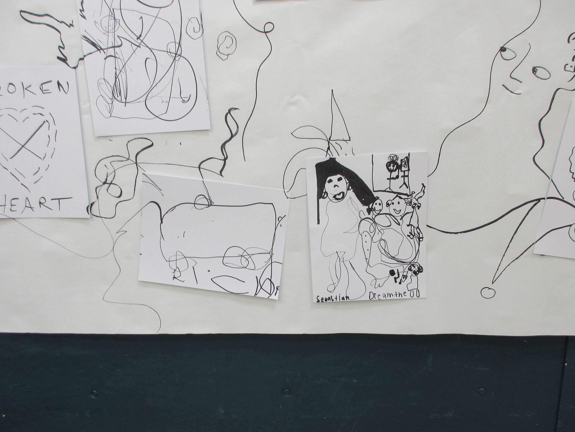 line drawings on a wall