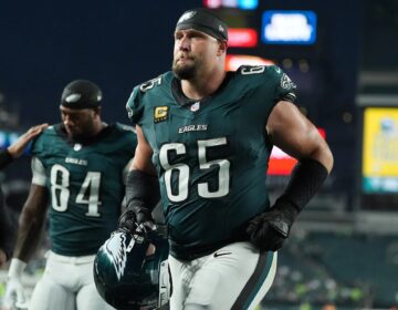 Lane Johnson running off the field