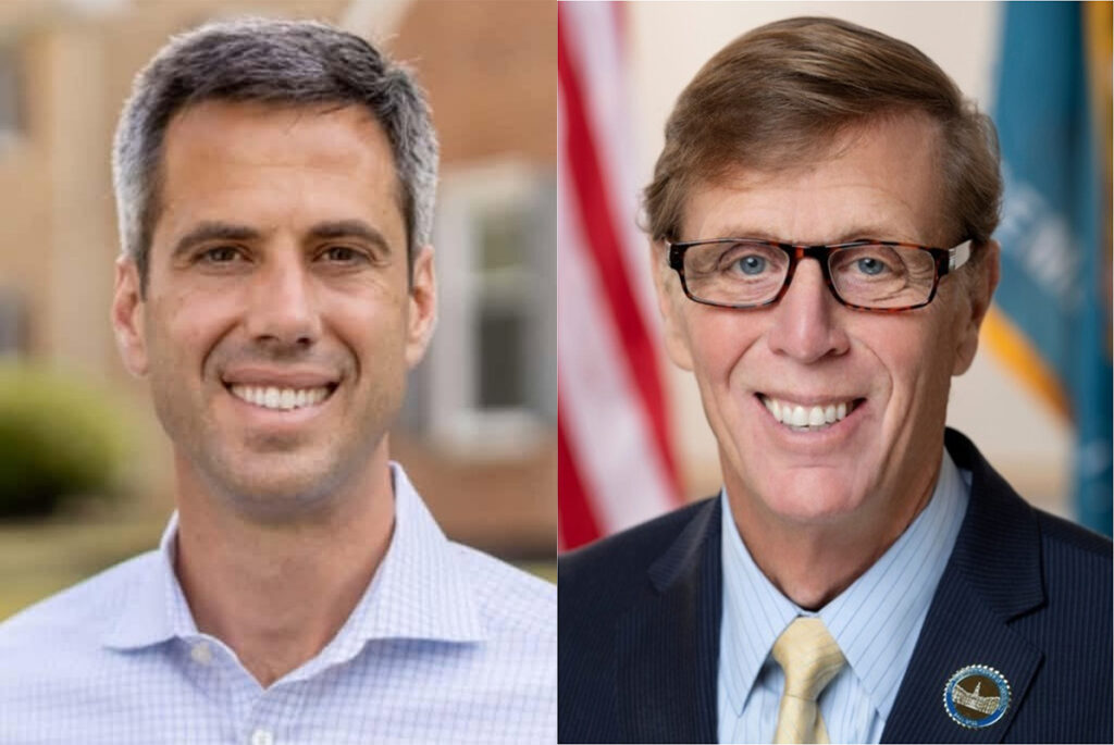 lauzen-ramone-delaware-secretary-election-2026 Democrat Ted Lauzen, left, and Republican Mike Ramone, right, pose for headshots