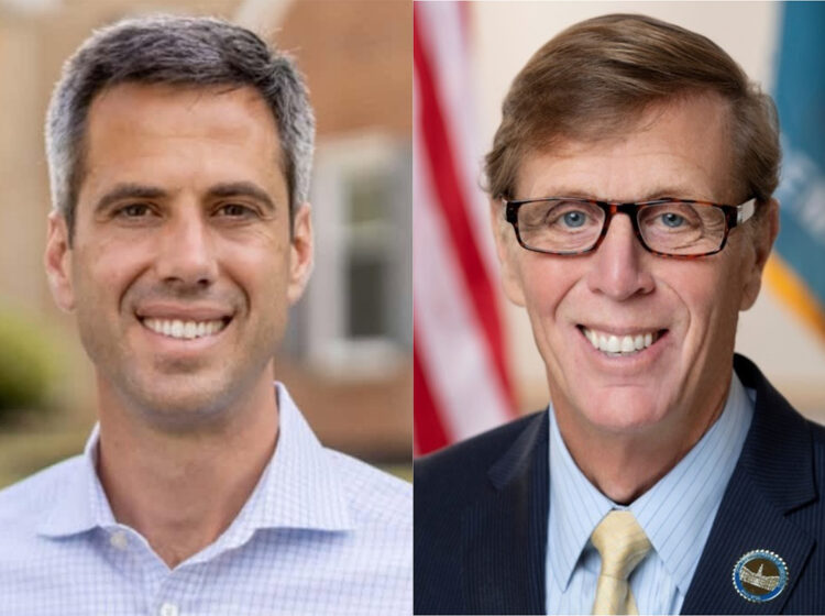 Democrat Ted Lauzen, left, and Republican Mike Ramone, right, pose for headshots