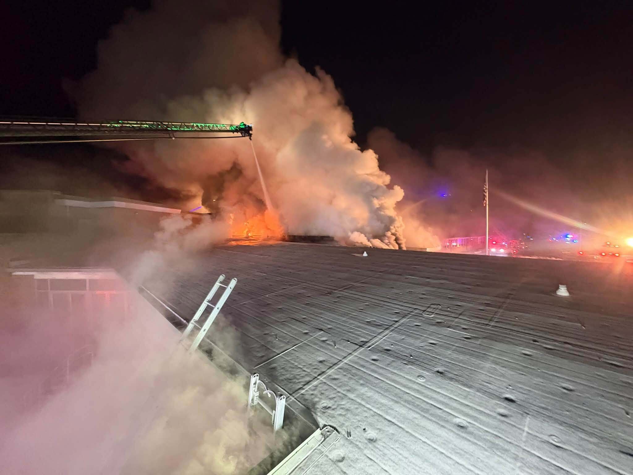 Crews respond to a fire at Lulu M. Ross Elementary School