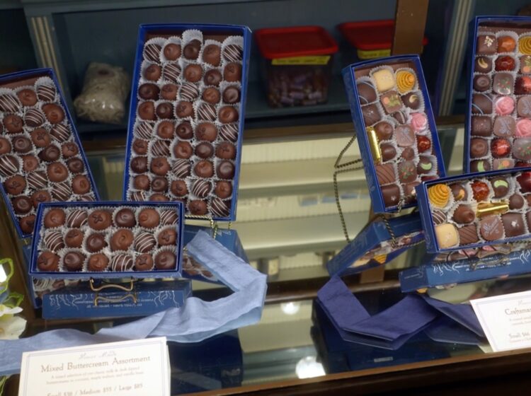 Chocolates on display